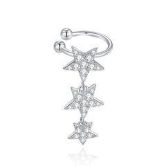 Popular women's ear cuff, non-falling, fake earring, silver, dangling, "Star of Hope," hypoallergenic, cubic zirconia, perfect for anniversaries, birthdays, and gifts for women in their 20s, 30s, and 40s. A great summer accessory.