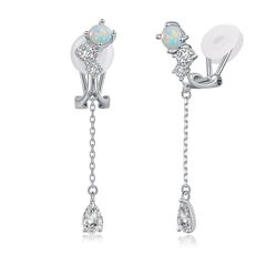 4.5mm Earrings for Women, Birthstone, Hypoallergenic, Sterling Silver 925, Non-Pierced Earrings, Teardrop Design, Elegant, Perfect for Anniversaries, Birthdays, and Gifts