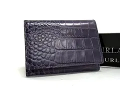 ■極美品■ FURLA フルラ クロコダイル型押しレザー カードケース カード入れ 名刺入れ パスケース レディース パープル系 HC1288のサムネイル