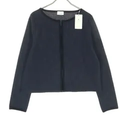 未使用 green label relaxing グリーンレーベルリラクシング 日本製 長袖 ノーカラー ジップジャケット F ネイビー ユナイテッドアローズ レディース 古着のサムネイル