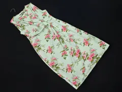 LAURA ASHLEY ローラアシュレイ 花柄 ノースリーブ カシュクール ワンピース size10/ライトグリーンｘピンク ■◆ レディースのサムネイル