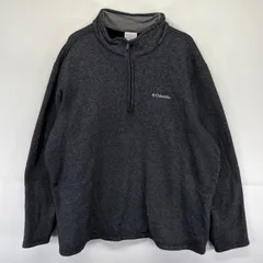 古着 コロンビア Columbia フリース ニット ハーフジップ ロゴ アウトドア 刺繍 プルオーバー  大きいサイズ 2XL  グレー系 メンズのサムネイル