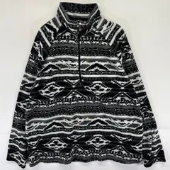 古着 エディー・バウアー Eddie Bauer フリース トレーナー ネイティブ柄 ハーフジップ アウトドア 2XL  ブラック系 レディースのサムネイル