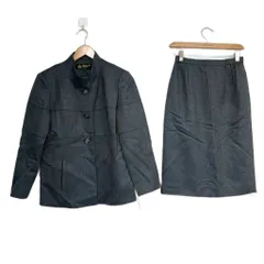 ハーディエイミス HARDY AMIES スーツ セットアップ フォーマル ジャケット スタンドカラー スカート ひざ丈 9 65 緑 グリーン 青 ブルー 405201のサムネイル