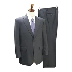 FARAGO 2パンツ 2つボタン シングルスーツ 袖口4つボタン AB5 M ダークグレー ストライプ ワンタック 春秋冬 805305 6NF080 【送料無料】【中古】【メンズビジネス】202606のサムネイル