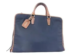 BARNEYS NEWYORK バーニーズ ニューヨーク ナイロン×レザー ビジネスバッグ ブリーフケース ネイビー系×ブラウン系 DN7063のサムネイル