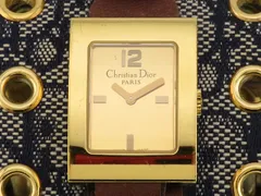 Dior  ディオール  マリス  D78-159  腕時計  ゴールドメッキ/本革    ゴールド文字盤  クオーツ  レディース時計  207【中古】2148104092335　のサムネイル