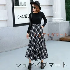 フレアスカート ウール混紡スカート 秋冬 レディース ボトムス Aライン フレア レディース ロングスカート ロング マキシ 膝下 ひざ下 大きいサイズ ゆったり マキシスカート ハイウエストスカート チェック柄 春 秋 冬