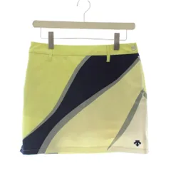 デサント DESCENTE GOLF スカート L 黄色 イエロー 紺 ネイビー 波柄 ミニ丈 /LPのサムネイル