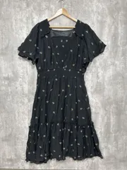 CLETTE クレット 大きいサイズ 体型カバー 花柄 総柄 ティアード ロング Aライン ワンピース size4L/黒 ■◆ レディースのサムネイル