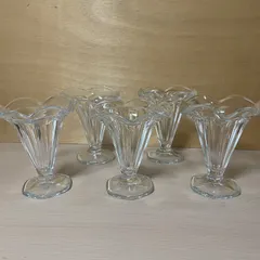 パフェグラス　デザートカップ　セット　フリル　昭和レトロ　ヴィンテージ　レトロ　喫茶のサムネイル