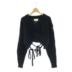 3.1 フィリップリム 3.1 phillip lim バックリボンケーブルニット セーター 長袖 Vネック ウール XS 紺 ネイビー /SY ■OSのサムネイル