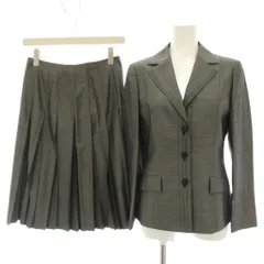 ランバン LANVIN スーツ テーラードジャケット シングル 3B プリーツスカート ひざ丈 ウール 絹 シルク混 36 38 グレー K6J1125 K6G1825 /HNのサムネイル