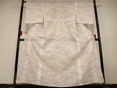 Df 美品 夏物 紗紬 夏紬 抽象模様 薄ピンク 正絹 小紋 薄物 絽 紗 着物 D 美品 夏物 紗紬 夏紬 抽象模様 薄ピンク 正絹 小紋 薄物 絽 紗 着物