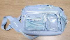 Pancake fan bag, shoulder bag, cross-body bag, ita bag, clear window, plush toy bag