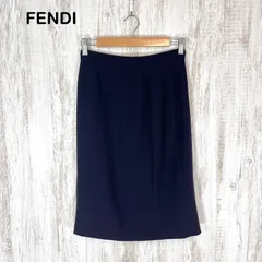 90s FENDI 365 ヴィンテージ フェンディ バックスリット ウール タイトスカート ネイビーのサムネイル