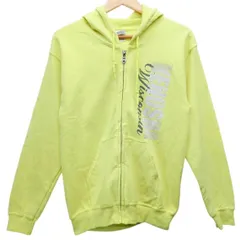 GILDAN Heavy Blend パーカー S 蛍光イエロー ネオンカラー ジップアップ フーディ スウェット メンズ レディース ユニセックス ビッグロゴ プリント 裏起毛 フルジップ 長袖 カジュアル ストリート アメカジ 古着 アウトドア 蛍光色のサムネイル