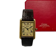 Cartier(カルティエ) 2001's~2002's Must Tank GM Ivory Roman Dial マストタンク クオーツ 腕時計 Ref. 2413 GM(XL) ゴールド 稀少サイズ メンズ着用可 クオーツのサムネイル