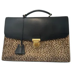 CELINE(セリーヌ) 2019SS By Hedi Slimane Cartable Leopard Briefcase エディ期 カータブル スモール ブリーフケース - レオパード F-MP-2199 ブラック×ブラウン ハンド バッグ ハラコのサムネイル