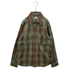 WAREHOUSE(ウエアハウス) Cotton Flannel Shirt - Buffalo Check コットン フランネル シャツ - バッファロー チェック 15-15 1/2(M程度) グリーン×ブラウンのサムネイル