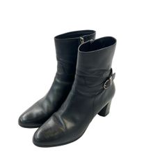 BALLY レザーアンクルブーツ ブラック ゴールドチェーン 23.5cm - メルカリ