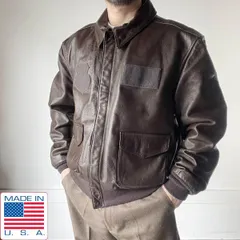 1988年製 USA製 米軍 SADDLERY COOPER A-2 レザー ジャケット 46R XL-XXL ダークブラウン系 フライトジャケット ビンテージ D154-18-0009ZTのサムネイル