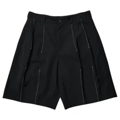 BLACK COMME des GARCONS(ブラックコムデギャルソン) 2024SS Wool Gabardine White-Stitched Wide Shorts ウールギャバジン ホワイトステッチ ワイド ショーツ 1M-P017 L ブラックのサムネイル