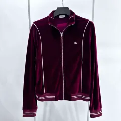 Celine セリーヌ ツアーベルベット トラック ジップアップ ジャケット バーガンディ / Mのサムネイル