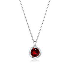 925刻印 ガーネット SILVERネックレス 深紅に輝く上品な一粒デザイン 