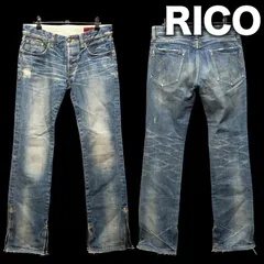 00's y2k RICO 裾ジップ ビンテージ加工 フレアデニム Sサイズ ブーツカット スリム タイト 日本製 リコのサムネイル