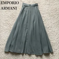 エンポリオアルマーニ EMPORIO ARMANI イタリア製 ヴァージンウール100% スカート ロング フレア Aライン 緑 グリーン 38サイズ ヴィンテージ アーカイブ モード レトロ エレガント 上品 高級 オフィス デート 秋冬春 美品のサムネイル