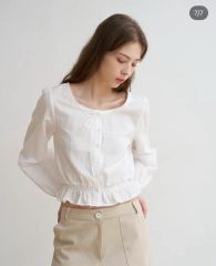 crewre ラッフルカラーコットンブラウス アイボリー 2 | Mercari