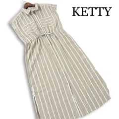 KETTY ケティ 春夏★ レーヨン ノースリーブ ストライプ ロング シャツ ワンピース Sz.2 レディースのサムネイル