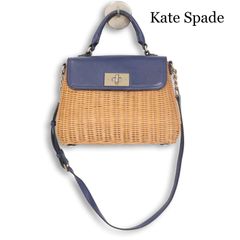 Kate Spade ケイトスペード 春夏☆ ラタン 本革 切替 2way かご バッグ