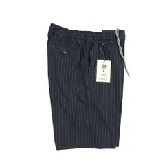 BERWICH ベルウィッチ / BERMUDA JOGGER バミューダ ジョガー ショーツ ノータック ハーフパンツ ショートパンツ 春夏 メンズ コットン ストレッチ ストライプ ネイビー イタリア製 442873のサムネイル