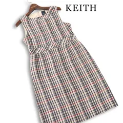 KEITH キース 春夏★ チェック柄 ひざ丈 総裏 ワンピース 日本製 Sz.40 レディースのサムネイル