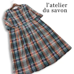 l'atelier du savon アトリエドゥサボン 春夏★ ウール 総裏 チェック ロング ワンピース 日本製 Sz.F レディースのサムネイル