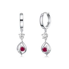 Ruby Hoop Earrings for Women, Hypoallergenic, Red