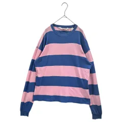 GOODENOUGH(グッドイナフ) 90's Glam G One-Point Logo Multi-Stripe L/S T-Shirt グラムG ワンポイント ロゴ マルチボーダー 長袖 Tシャツ 表記消(L程度) ブルー×ピンクのサムネイル