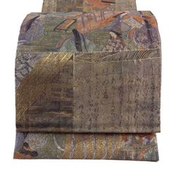 ZY-789 袋帯 手織ニ重箔 松 霞文様 銀 名品 正絹 お洒落 高級 - メルカリ