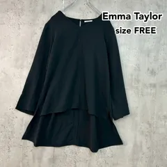 Emma Taylor エマテイラー F チュニック 異端丈 トップス 長袖 Vネック プルオーバー EM172190364 レーヨン ポリウレタン サイドスリット バックボタン ブラック 黒 無地 カジュアル フォーマル 体系カバー フレア ★ ◇■のサムネイル