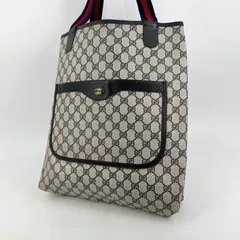 GUCCI グッチ シェリーライン GG柄 トートバッグ ネイビー PVC レザー A4可 ヴィンテージのサムネイル