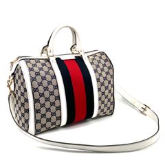 GUCCI グッチ シェリーライン GG柄 トートバッグ ネイビー PVC レザー