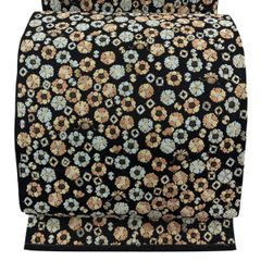 美品】 袋名古屋帯 秀品 夏帯 絽 枝花 芝 箔 銀糸 金色 正絹 【中古