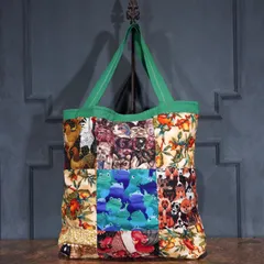 USA VINTAGE ANIMAL CRAZY PATTERNED PATCHWORK DESIGN TOTE BAG/アメリカ古着アニマルクレイジーパターンパッチワークデザイントートバッグのサムネイル