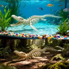 【新品】 3D プリント モササウルス スケルトン、多関節関節ホーム置物、先史時代の収集可能な関節恐竜 3D 置物デスク装飾、ティーンと大人向け、ディスプレイ用モササウルス グッズおもちゃ 1のサムネイル