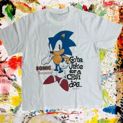高速生物 レトロ リプリント Tシャツ 半袖 メンズ 新品 個性的 白 ソニック SONIC THE HEDGEHOG セガ SEGA ナックルズ ゲームT キャラクターT レトロゲーム アクションゲーム アニメT グラフィックT ストリート 90s 古着風