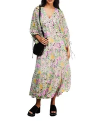 ウエアハウス レディース トップス ワンピース シフォン ミディ Warehouse Chiffon Batwing Midi Dress Floralのサムネイル