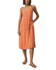 스플렌디트 레이디스 탑스 원피스 버튼 다운 Splendid Gabrielle Button Down Dress Orange Tiger 오렌지