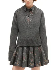 ガニー レディース アウター ニット・セーター Vネック GANNI Deep V Neck Sweater Phantomのサムネイル